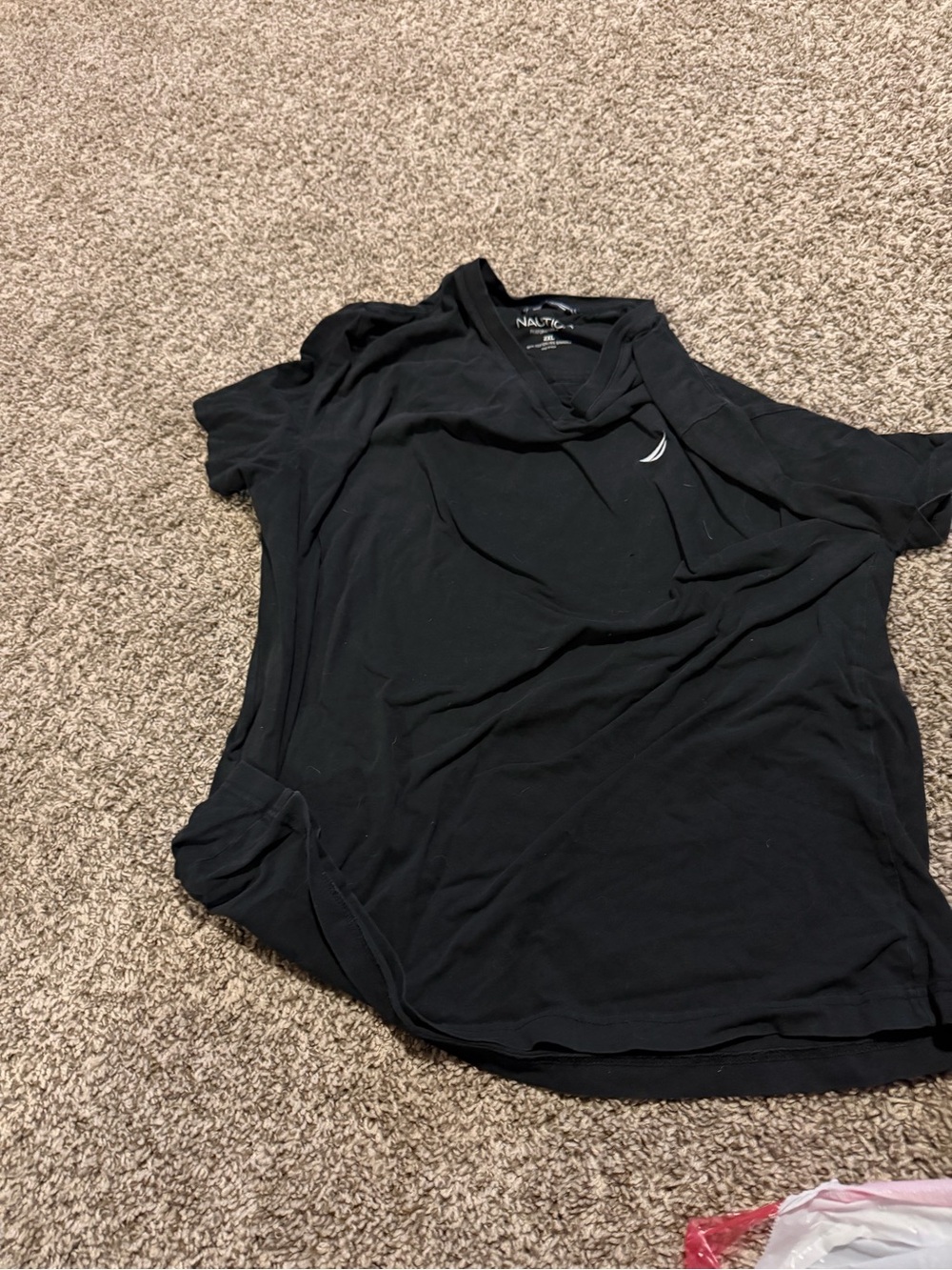 Nautica Men's Black V-Neck Tee with Subtle Logo